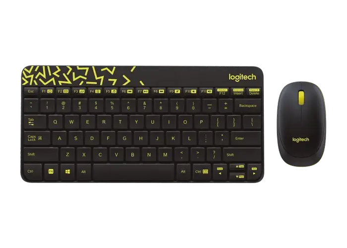 Клавиатура и мышь Logitech MK240, Беспроводное, Чёрный/Жёлтый - photo