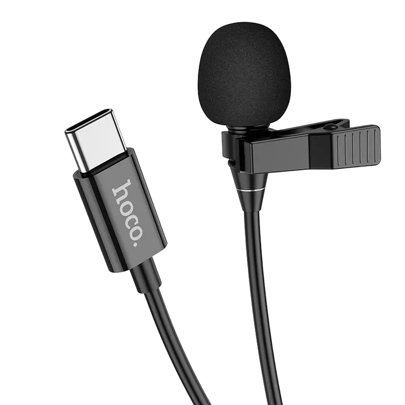 Портативный записывающий микрофон Hoco L14 Type C, USB, Чёрный - photo
