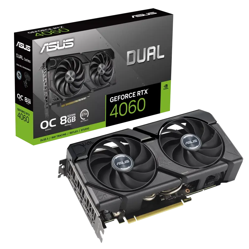 Видеокарта ASUS DUAL-RTX4060-O8G-EVO, 8GB GDDR6 128бит (DUAL-RTX4060-O8G-EVO) - photo