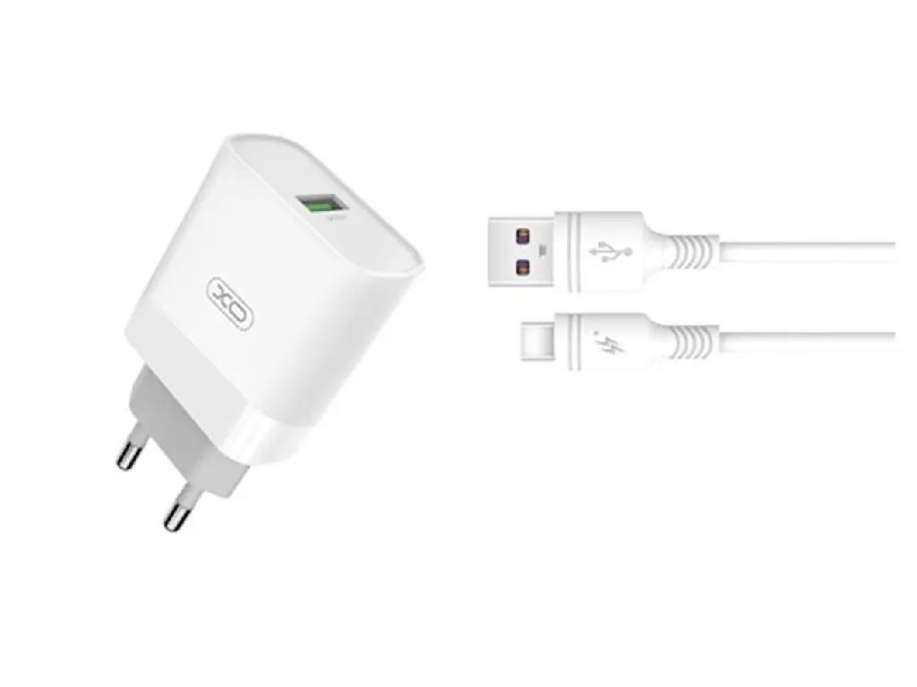 Wall Charger XO + Type-C Cable, Q.C3.0+PD 18W, L64, white - photo