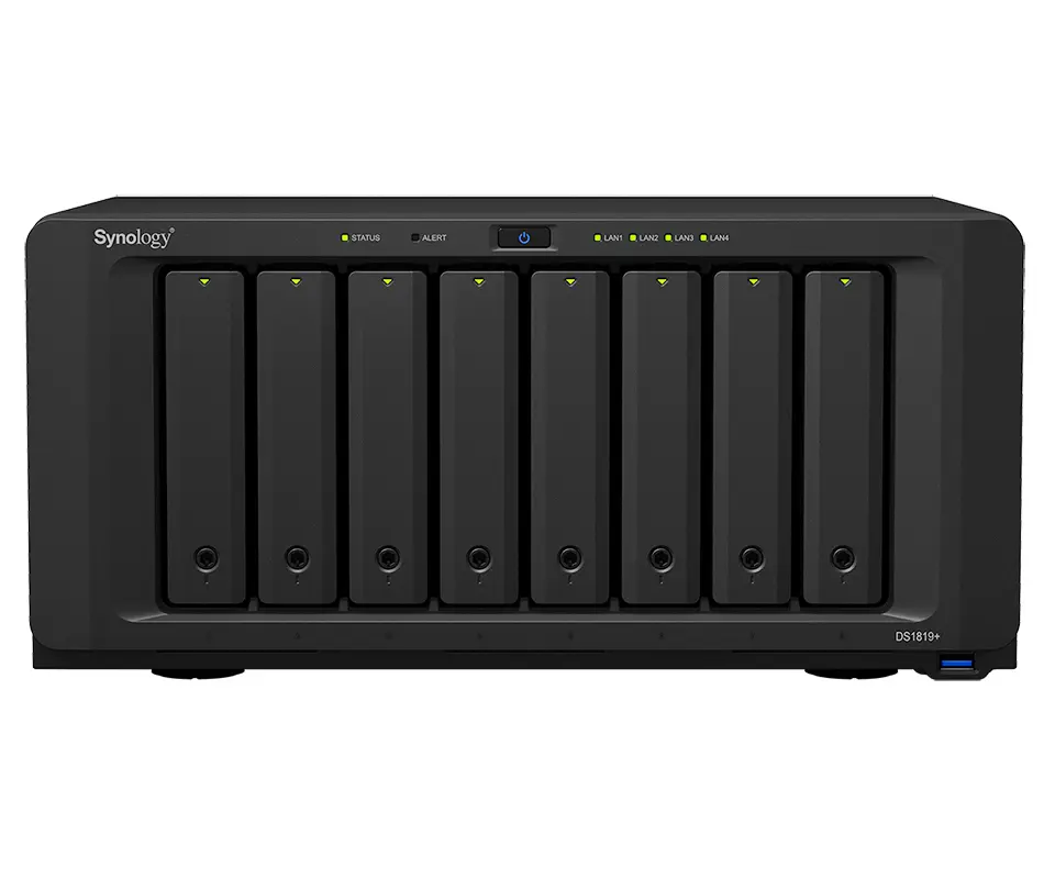 SYNOLOGY "DS1819+", 8-bay, Intel Atom 4-core 2.1GHz, 4Gb*1+1Slot, 4x1GbE, PCIe