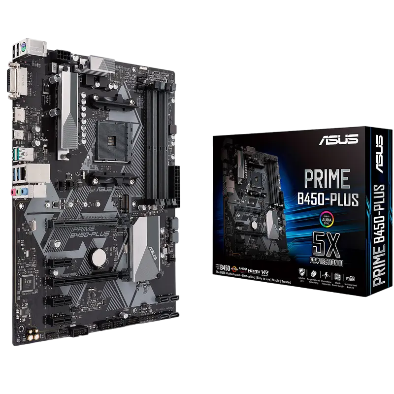 Placă de bază ASUS PRIME B450-PLUS, AM4, AMD B450, ATX - photo