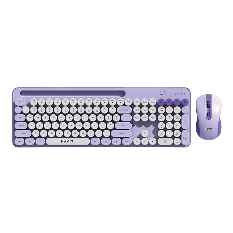 Клавиатура Havit KB832GCM, Беспроводное, Фиолетовый | Белый - photo
