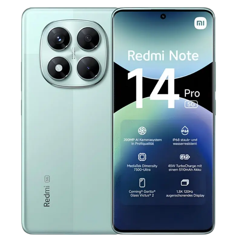 Смартфон Xiaomi Redmi Note 14 Pro 5G, 8Гб/256Гб, Кораллово-зеленый - photo