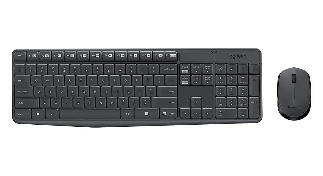 Wireless Keyboard & Mouse Logitech MK235, Low-profile, Spill-resistant, FN key, 2xAAA/1xAA, Grey - photo