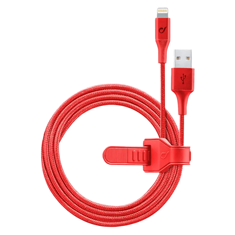 Кабель для зарядки и синхронизации Cellularline Satellite MFI, USB Type-A/Lightning, 1м, Красный - photo
