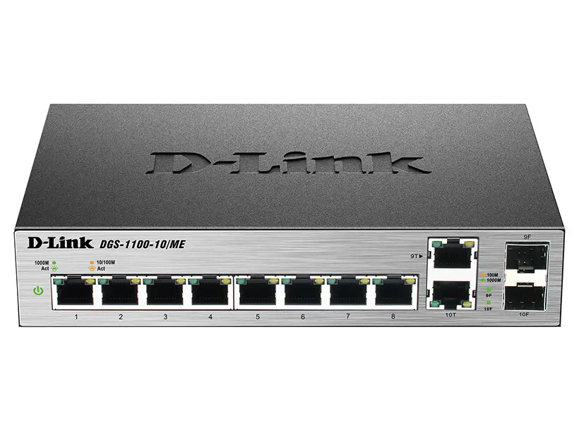 Сетевой коммутатор D-Link DGS-1100-10/ME, 8x 10/100/1000 Мбит/с - photo
