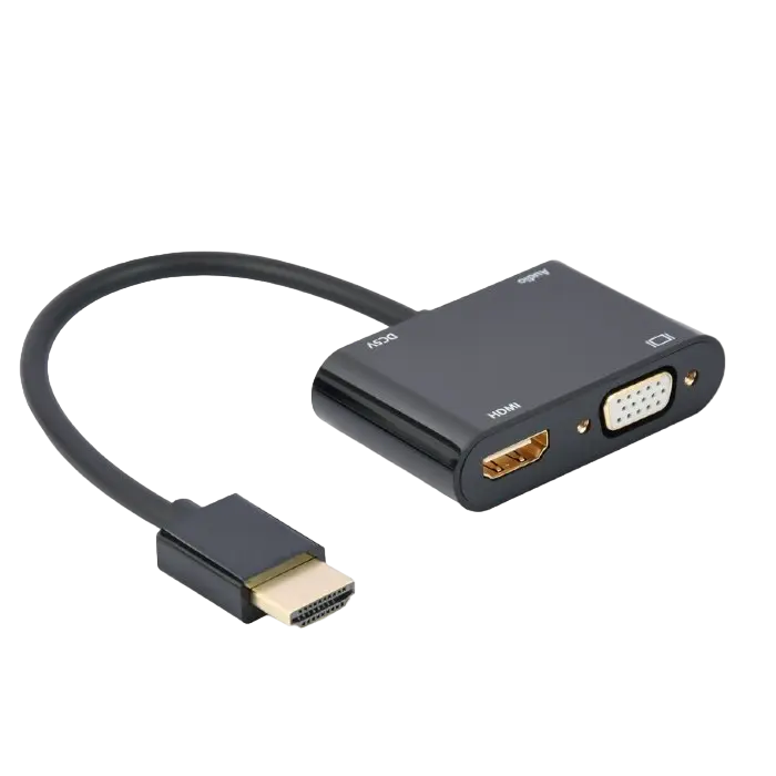 Adaptor Cablexpert A-HDMIM-HDMIFVGAF-01, HDMI (M) - HDMI (F) + VGA, 0.15 m, Negru - photo