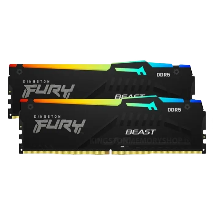 Memorie RAM Kingston FURY Beast RGB, DDR5 SDRAM, 5200 MHz, 64GB, KF552C40BBAK2-64 - photo