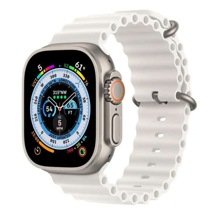 Apple Watch Ultra GPS + Cellular 49mm Titanium Case with White Ocean Band,  MNHF3 - photo