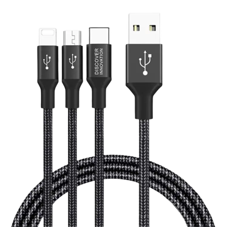 Кабель для зарядки и синхронизации Nillkin Swift, Micro-USB/Type-C/Lightning, USB Type-A/Micro USB, Type-C, Lighting, 1,5м, Чёрный - photo