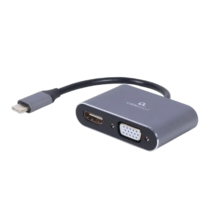 Видеоадаптер Cablexpert A-USB3C-HDMIVGA-01, USB Type-C - VGA, HDMI, Серый - photo