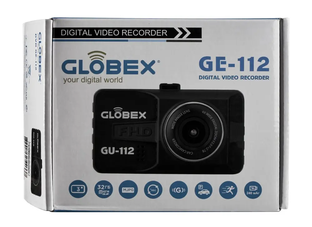Cameră auto DVR Globex GE-112, Full-HD 1080P, Negru