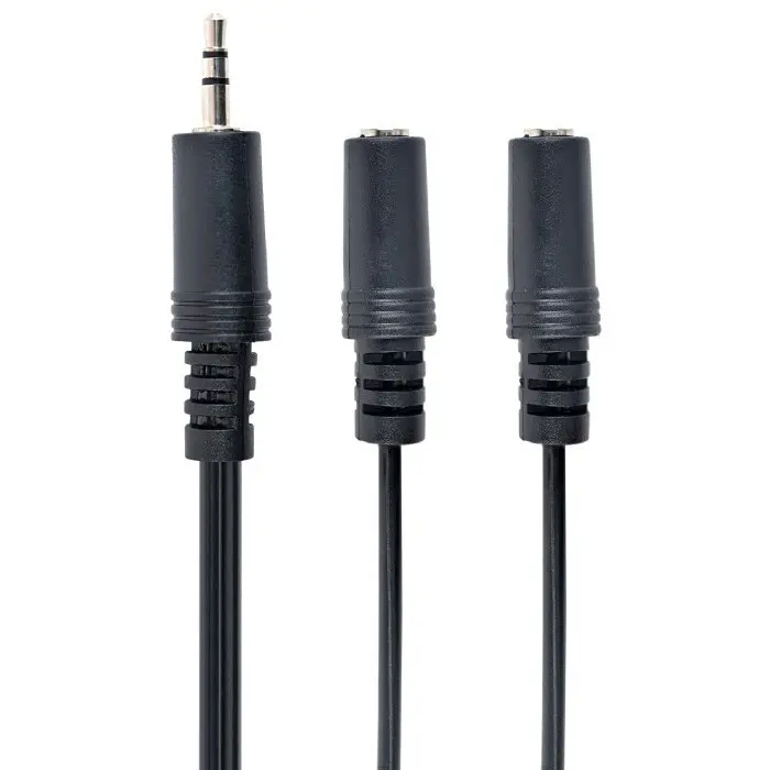 Cablu audio Cablexpert CCA-415, 3.5mm 3-pin (M) - 2x 3.5mm 3-pin (F), 5m, Negru - photo