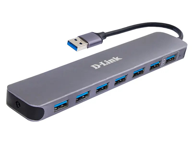 USB 3.0 Hub 7-ports D-link "DUB-1370/B2A", Fast Charge, Power Adapter - photo