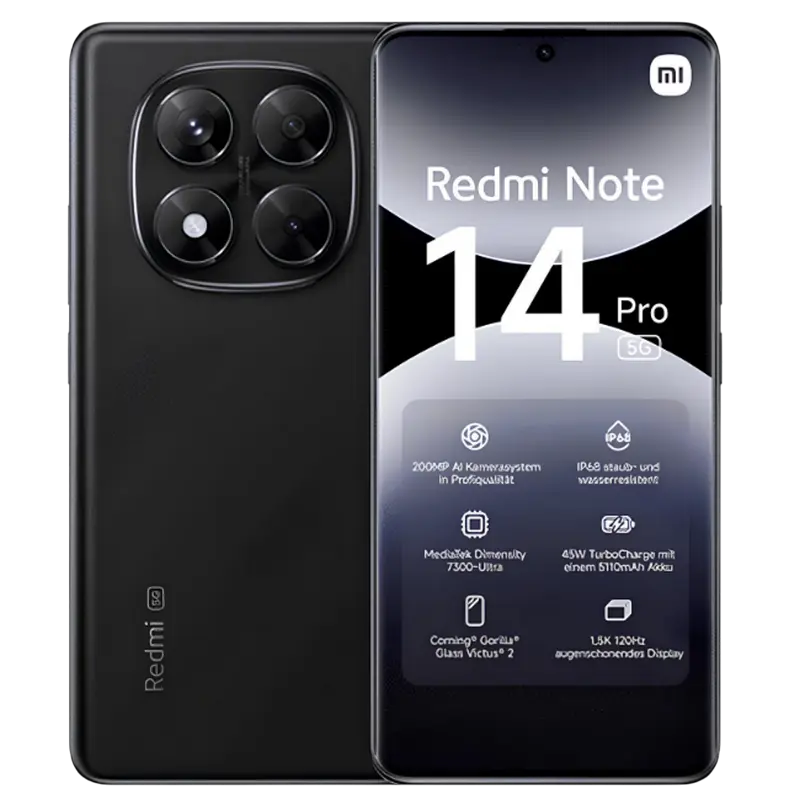 Смартфон Xiaomi Redmi Note 14 Pro 5G, 8Гб/256Гб, Midnight Black - photo