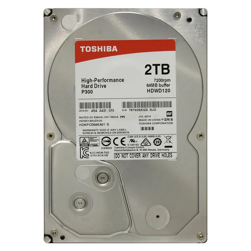 Жесткий диск Toshiba Performance P300, 3.5", 2 ТБ <HDWD120UZSVA> - photo