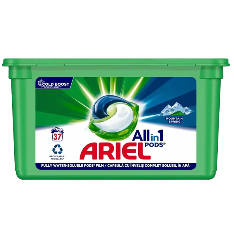Капсулы All in One Ariel Mountain Spring Gel 37x25.5г - photo