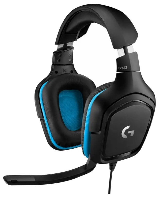 Игровая Гарнитура Logitech G432, Проводной аналоговый, Чёрный/Синий - photo