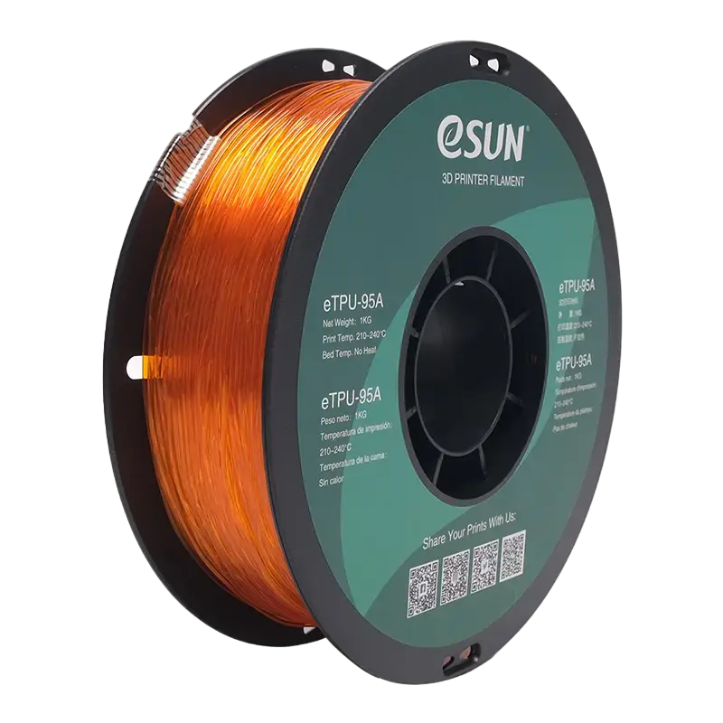 Нить для 3D-принтера ESUN eTPU-95A, Прозрачный Оранжевый, 1,75 мм, 1 кг - photo