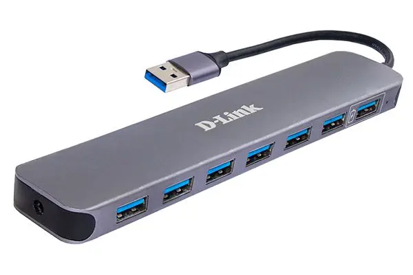 USB 3.0 Hub 7-ports D-link "DUB-1370/B1A", Fast Charge, Power Adapter - photo