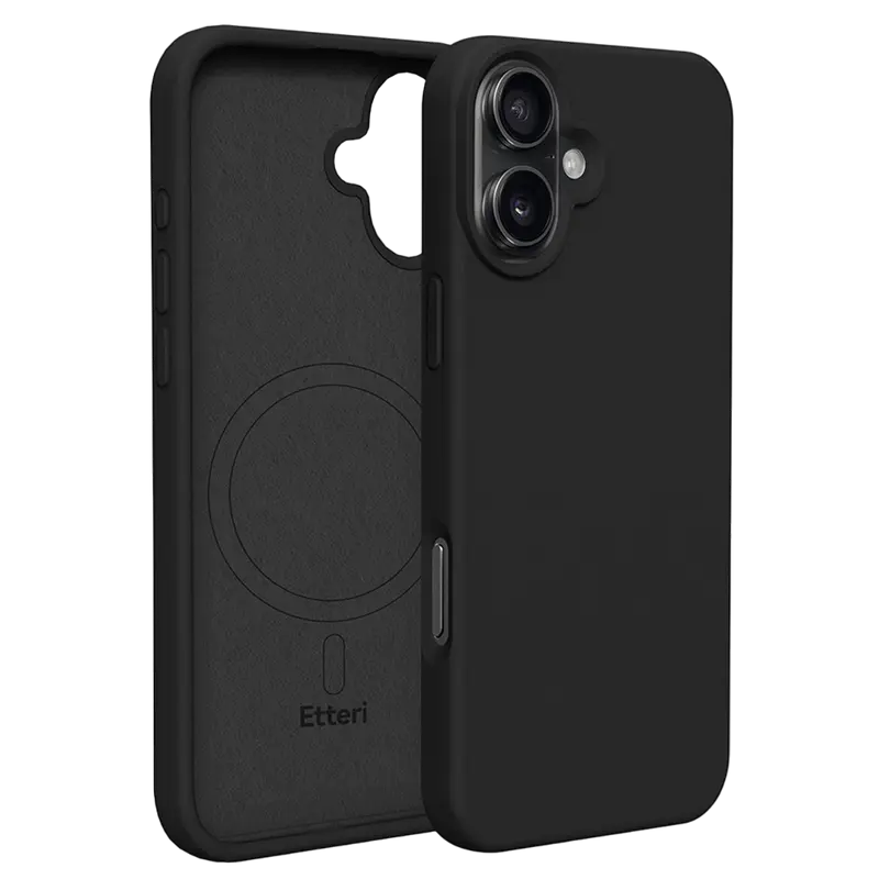 Чехол Etteri Silicone Mag case для iPhone 16 Plus, Чёрный - photo