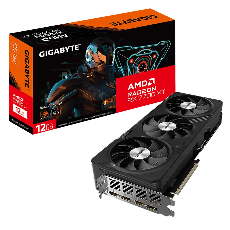 Видеокарта Gigabyte GV-R77XTGAMING OC-12GD, 12ГБ GDDR6 192бит  - photo