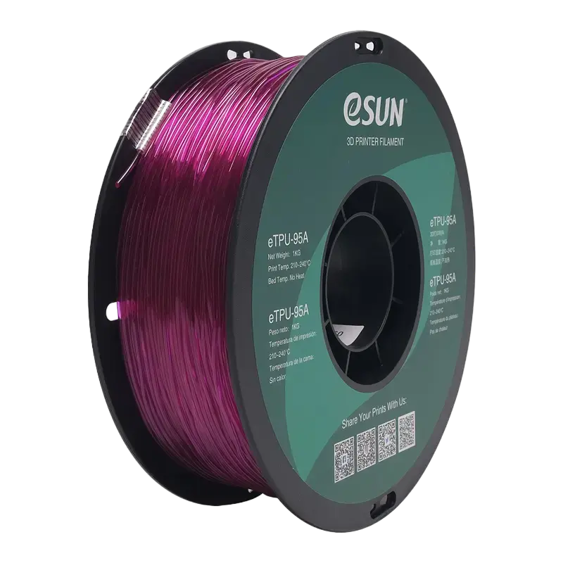 Филамент для 3D-принтера ESUN eTPU-95A, Прозрачный Фиолетовый, 1,75 мм, 1 кг - photo