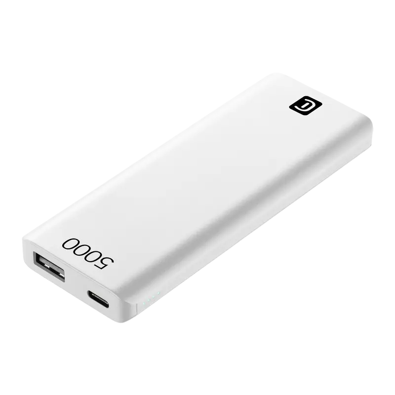 Портативное зарядное устройство Cellularline FreePower Slim 5000, 5мА·ч, Белый - photo