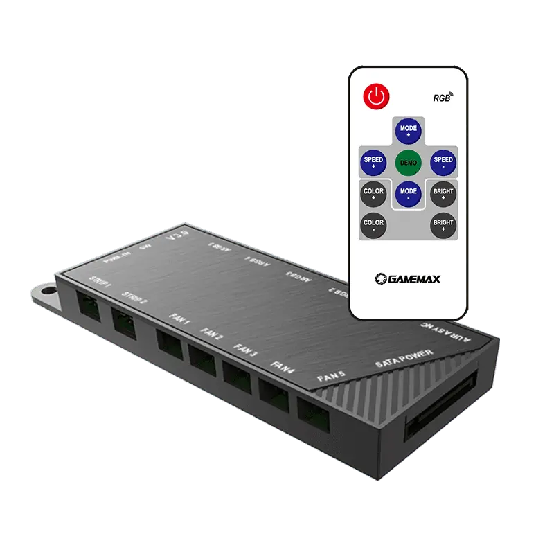Ventilator Hub Gamemax PWM+RAINBOW Controller(V3.0), Negru - photo