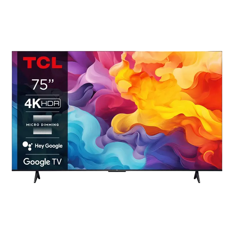 75" LED SMART Телевизор TCL 75V6B, 3840x2160 4K UHD, Google TV, Чёрный - photo