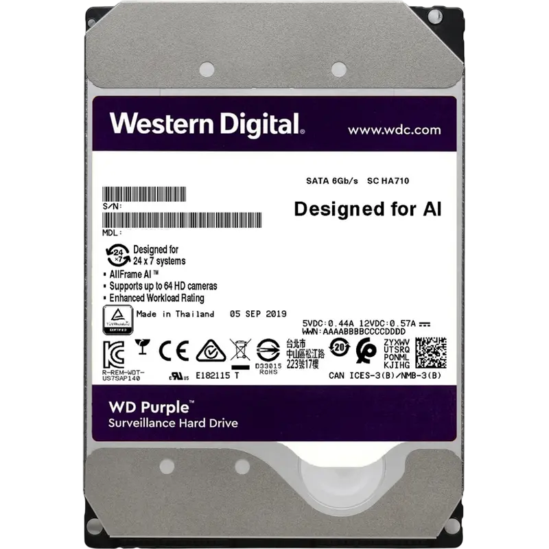 Жесткий диск Western Digital WD Purple Pro, 3.5", 14 ТБ <WD142PURP> - photo