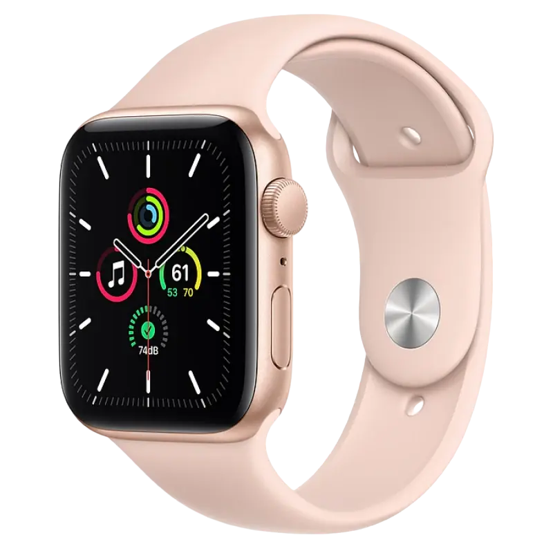 Ceas inteligent Apple Watch SE, 44mm, Carcasă din aluminiu cu bandă sport de culoare Pink Sand - photo