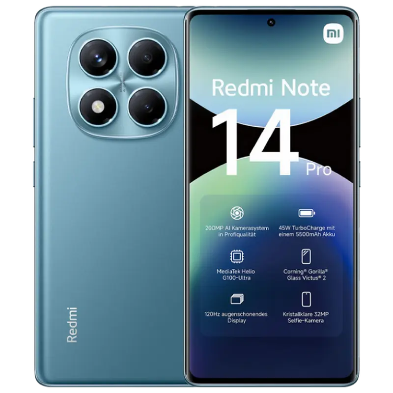 Смартфон Xiaomi Redmi Note 14 Pro 4G, 8Гб/256Гб, Ocean Blue - photo