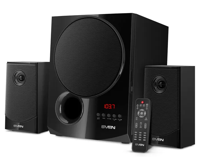Speakers SVEN "MS-2080" SD-card, USB, FM, remote control, Bluetooth, Black, 70w/40w + 2x15w/2.1 - photo