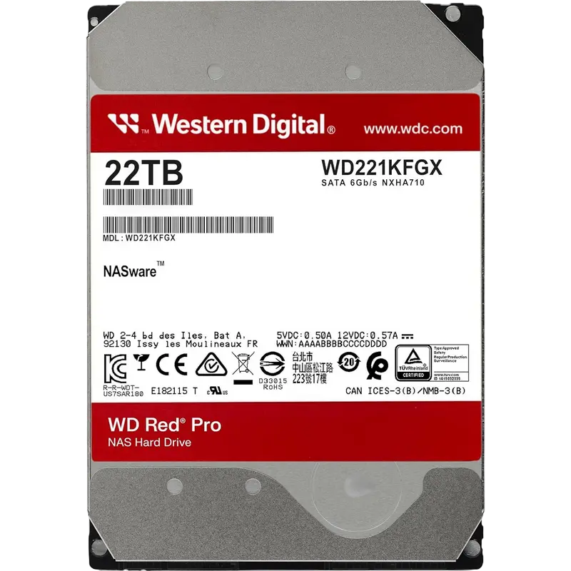 Жесткий диск Western Digital WD Red Pro, 3.5", 22 TB <WD221KFGX> - photo