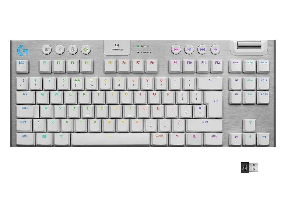 Wireless Gaming Keyboard Logitech G915 TKL, Mechanical, Ultra thin, GL Tactile, G-Keys, RGB, White - photo