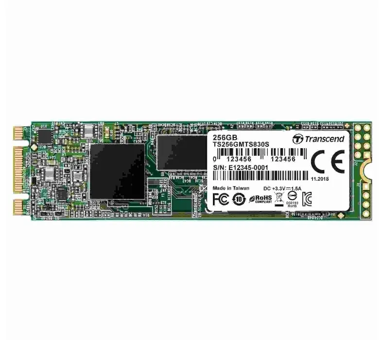 .M.2 SATA SSD  256GB Transcend  "TS256GMTS830S" [80mm, R/W:560/510MB/s, 85K/85K IOPS, SM2258, 3DTLC] - photo