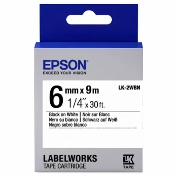 Tape Cartridge EPSON LK2WBN; 6mm/9m Standard, Black/White, C53S652003 - photo