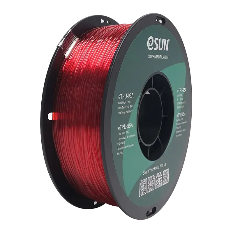 Filament pentru imprimantă 3D ESUN eTPU-95A, Roșu Transparent, 1,75 mm, 1 kg - photo