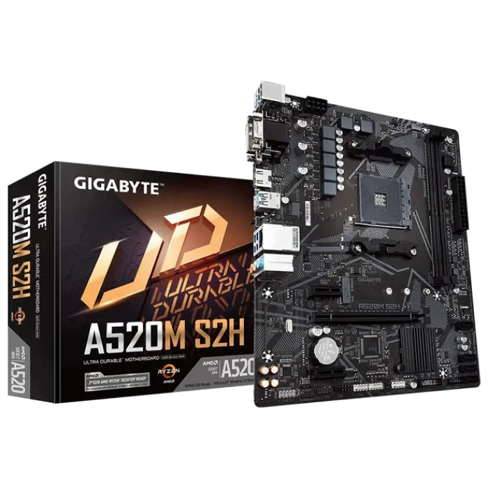 Материнская плата Gigabyte A520M S2H 1.0, AM4, AMD A520, Micro-ATX - photo