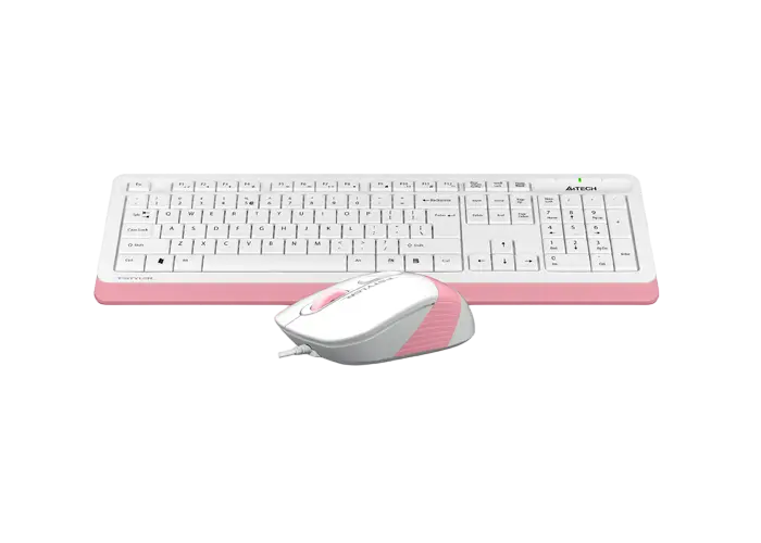 Set Tastatură + Mouse A4Tech F1010, Cu fir, Alb/Roz - photo