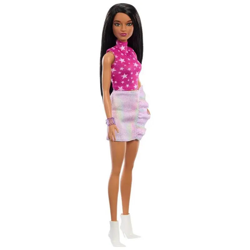 Păpușa Barbie "Fashionista cu păr negru și fustă iridescentă" - photo