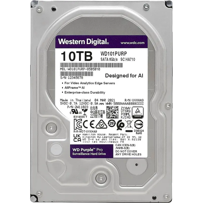 Жесткий диск Western Digital WD Purple Pro, 3.5", 10 ТБ <WD101PURP> - photo