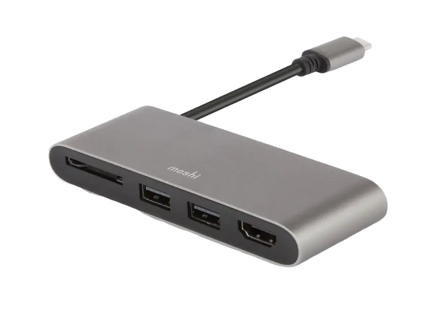 Адаптер Moshi Type-C Multimedia Adapter, USB Type-C/USB Type-A, HDMI Серый - photo