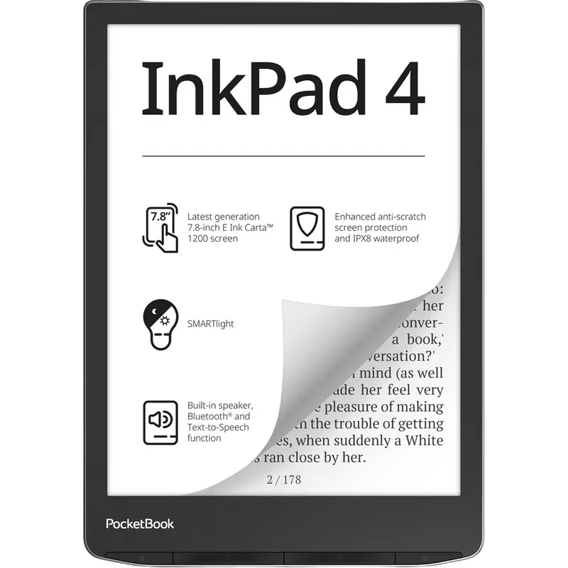 eBook Reader PocketBook InkPad 4 Pro, Metallic Grey - photo