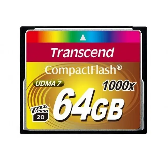 .64GB CompactFlash Card, Hi-Speed 1000X, Transcend "TS64GCF1000" (R/W: 160/120MB/s) - photo