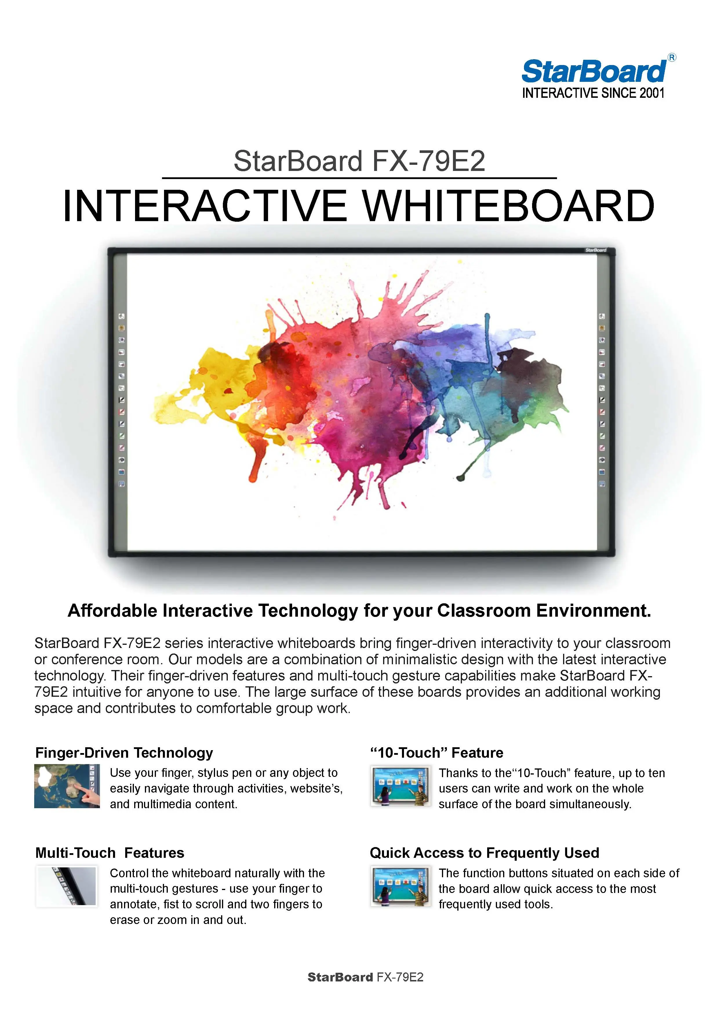 Interactive whiteboard StarBoard FX-79E2, 79", 4:3, Function buttons bar - photo