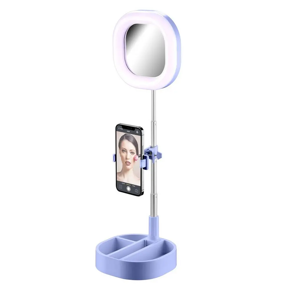 Selfie Ring with Mirror Cellular, Light Blue - photo
