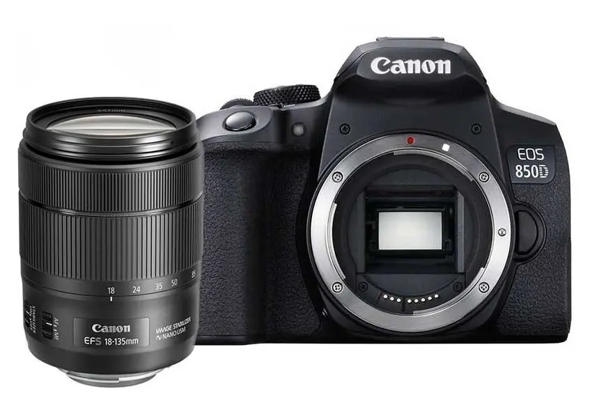 Aparat foto DSLR Canon EOS 850D + EF-S 18-135 IS, Negru